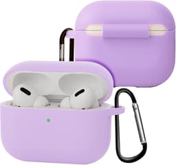 Case - Geschikt voor Apple Airpods Pro 3 - Siliconen Hoes met Clip - Silicone Hoesje Cover - Lila — thumbnail 1