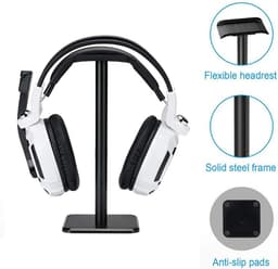 Cuhostki - 1 Stuk - Headset Stand - Koptelefoonstandaard - Losneembare Gaming Headset Stand - Overhoofdse Losneembare Koptelefoonhouder - Zwart - Plastic + Luchtvaartaluminium - ≤4.5cm Breedte - TPU Beschermmat - Silicone Ondersteuning — thumbnail 2
