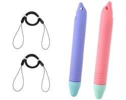 2Pcs Stylus Pens Kids for Touch Screens, Kid-friendly Tablet Stylus with 2 Black Nylon Cords Compatible with IPads Android Devices All Touchscreen Devices (Purple, Pink)