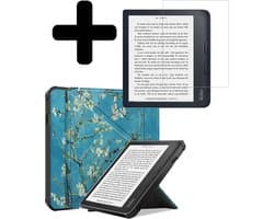 Hoes Geschikt voor Kobo Libra 2 - E-reader Bescherm Hoesje Case Sleep Cover Trifold Met Screenprotector - Hoes Geschikt voor Kobo Libra 2 Hoesje - Bloesem