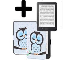 Hoes Geschikt voor Kobo Clara HD - E-reader Bescherm Hoesje Case Sleep Cover Met Screenprotector - Hoes Geschikt voor Kobo Clara HD Hoesje - Uil