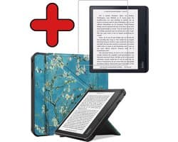 Hoes Geschikt voor Kobo Sage - Met Screenprotector - Luxe E-reader Trifold Case - Bescherm Hoesje Book Cover - Bloesem