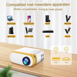 Mini Beamer - Projector - Mini Video Beamer - Wifi - 1080P Full HD - Draagbare Projector - Compatibel met iPhone/Samsung/Hauwei/TV Stick/TV-Box/HDMI/USB/TF/SD-Karte/VGA/AV-Audio — thumbnail 2