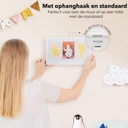 Vicon Premium Baby Fotolijst met Gipsafdruk Voet en Hand - Klei Afdruk Baby - 33 x 20 cm - Kraamcadeau Jongen/Meisje - Babyshower - Kraampakket — thumbnail 3