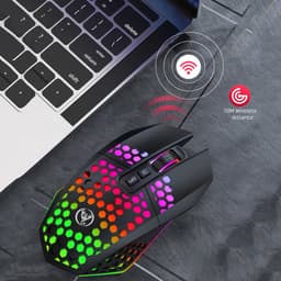 HXSJ T500 Draadloze Gaming Muis - Ultra licht - RGB Verlichting - Licht zwart — thumbnail 4