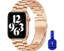 By Qubix - Stalen schakel band - geschikt voor 38mm - 40mm - 41mm Apple watch bandje Rosé gold - Smartwatch bandje staal - Stainless steel