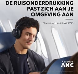 Soundcore Space One by Anker, Draadloze Over-ear Koptelefoon - Headphones - Active Noise Cancelling, Multipoint Connection, 55 uur accuduur, Bluetooth 5.3, LDAC, Hi-Res Certified — thumbnail 5