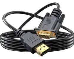 DrPhone HNV2 HDMI mannelijk naar VGA mannelijk D-SUB 15 Pin M/M Adapter – Converter - Kabel 1080p 60hz – Geschikt voor Laptop, PC, TV Box naar VGA Monitoren, Projectoren, TV – 2M