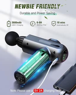 Spiermassagepistool, Eccioun Professioneel Massagepistool, 5 Snelheden en 6 Massagekoppen, met LCD-Scherm, voor Dagelijkse Training en Spierontspanning — thumbnail 2