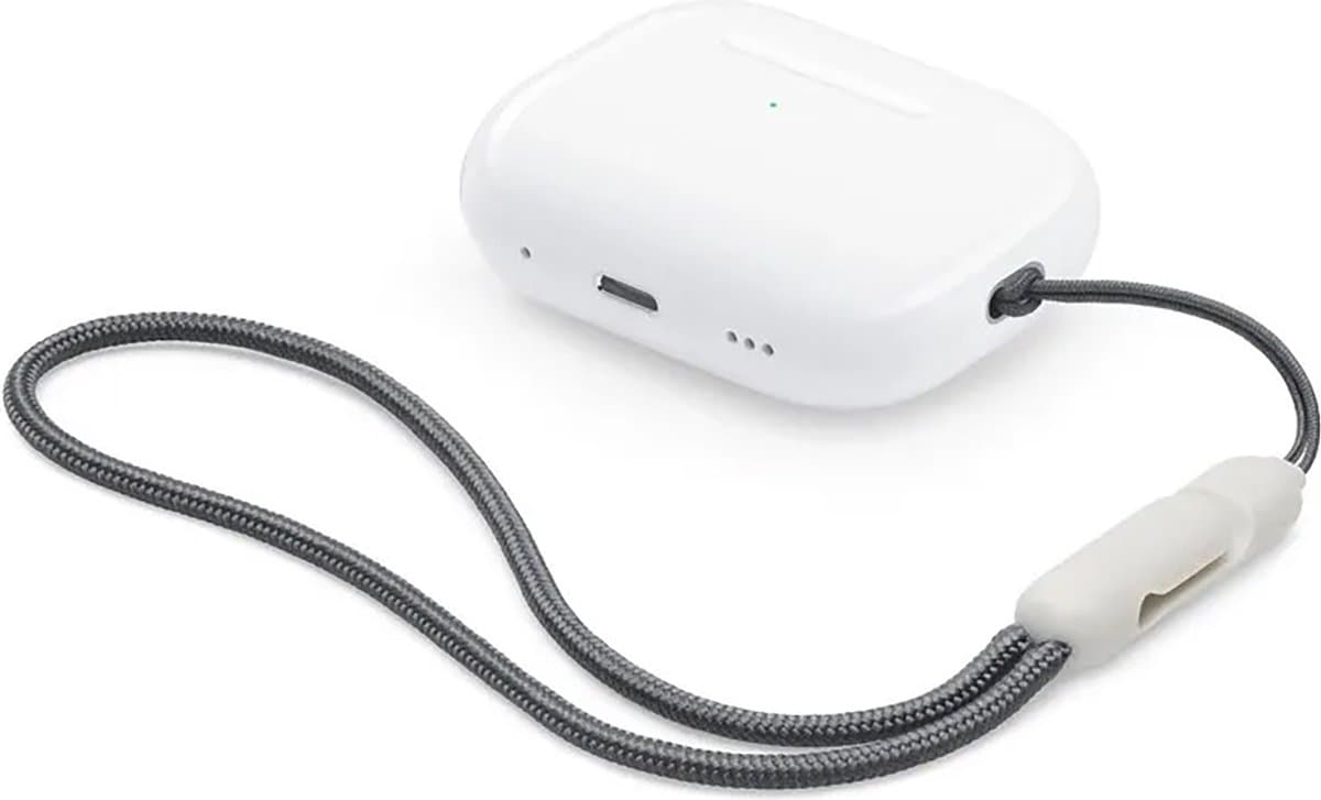 Ibley Draagkoord voor Apple AirPods Pro (2e generatie) - AirPods Pro 2 Lanyard - Draaglus - Draagriem - Geïntegreerde clip - AirPods Case Accessoires - Grijs met Crème clip — afbeelding 1
