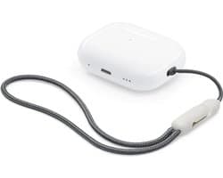 Ibley Draagkoord voor Apple AirPods Pro (2e generatie) - AirPods Pro 2 Lanyard - Draaglus - Draagriem - Geïntegreerde clip - AirPods Case Accessoires - Grijs met Crème clip