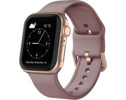 By Qubix - Geschikt voor Apple Watch bandje - Soft siliconen bandje met gespsluiting - Paarsbruin - Geschikt voor Apple Watch 44mm / 45mm / 46mm / 49mm (Ultra 1,2 en 3) - Smartwatch bandje