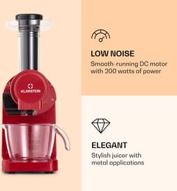 Klarstein Bella Elegance Sappers 200 W, Sapcentrifuge met 400 ml, BPA-vrij, antislip standvoet, max. continue bedrijfstijd: ca. 20 minuten, eenvoudige reiniging, rood — thumbnail 4
