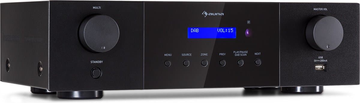 Auna AMP-4000 DAB hifi-stereoversterker, DAB+-radio, stereoversterker, USB-afstandsbediening, versterker met LED-display, hifi-versterker, zwart — afbeelding 1