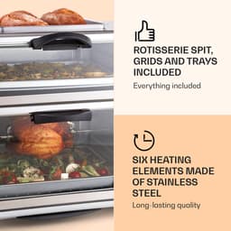 Klarstein Oven All-You-Can-Eat Dubbele Grill - 42L 2350W - Mini-Oven Bakoven met Draaispit - voor Keuken - Thermostaat Grillplaat Roosters - 2 Bakcompartimenten BBQ-Functie - Tafeloven — thumbnail 5