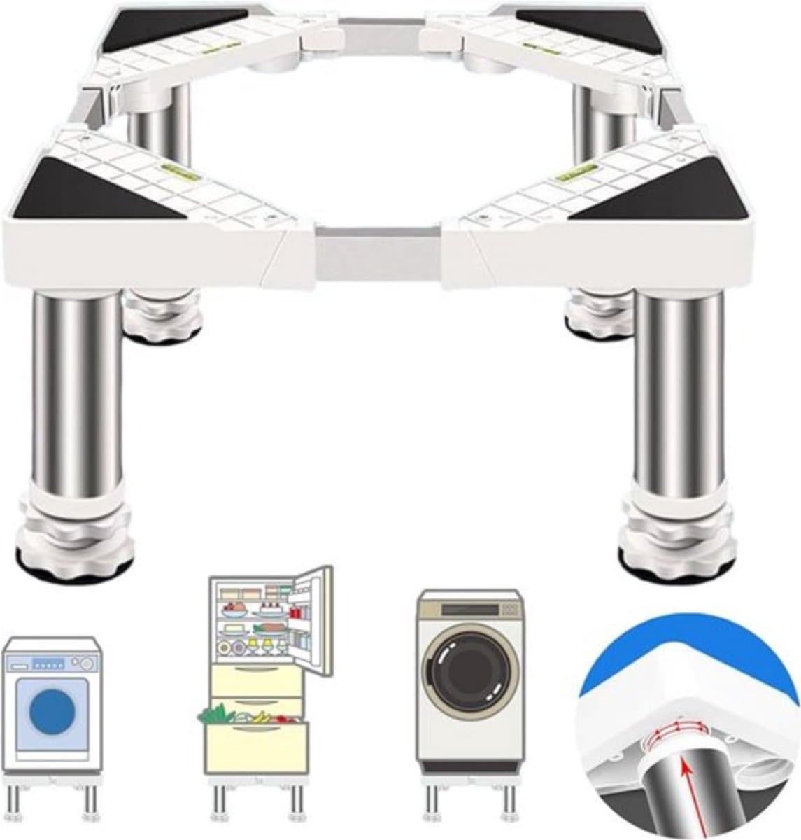 Multifunctionele Wasmachine Verhoger – Onderstel – Verstelbaar in Hoogte – Extra Stevig & Stabiel – 4 Poten– 200kg Belastbaar – Opbouwmeubel — afbeelding 1