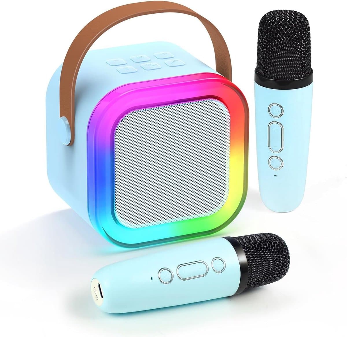 Klikkopers® - StemTovenaar Karaoke Set - Karaoke Machine met 2 Draadloze Microfoons - Voor Volwassenen en Kinderen - Bluetooth - LED - Blauw - Bluetooth Speaker - Karaoke machine — afbeelding 1