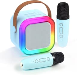 Klikkopers® - StemTovenaar Karaoke Set - Karaoke Machine met 2 Draadloze Microfoons - Voor Volwassenen en Kinderen - Bluetooth - LED - Blauw - Bluetooth Speaker - Karaoke machine — thumbnail 1