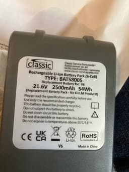 Accu voor o.a. Dyson V6, V6 Absolute, DC56, DC61, DC74 — thumbnail 3