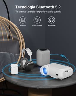 Yoton Y7 Beamer - Native 1080P - 9000 Lumen - 200" Projectie -5G Wifi en Bluetooth - Mini Beamer met Draagtas - Wit — thumbnail 2