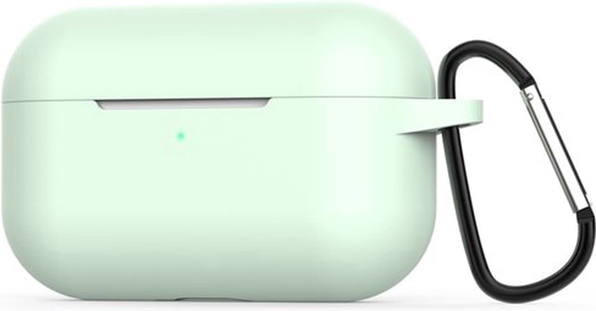 New Age Devi - Hoesje geschikt voor Apple AirPods Pro Hoesje - Mint Groen Met Clip - Siliconen - Soft case - Cover - Mint Groen — afbeelding 1
