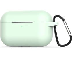 New Age Devi - Hoesje geschikt voor Apple AirPods Pro Hoesje - Mint Groen Met Clip - Siliconen - Soft case - Cover - Mint Groen
