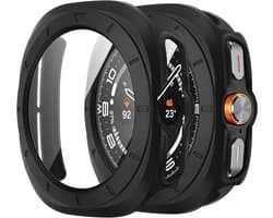 Screenprotector Glas + Hoesje geschikt voor Samsung Galaxy Watch 7 Ultra 47mm - Volledig 360 Graden Case Bescherming