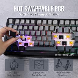 Ajazz AK820 MAX HE - 75% Bedraad RGB Gaming Toetsenbord - Hall Effect - Rapid Trigger - Magnetische Toetsen - Gasket - Hot Swap - 8K Hz Polling Rate - QWERTY Toetsenborden - 82 Keys - Gradient Grijs — thumbnail 4