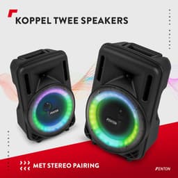Speaker Bluetooth - Fenton FT08LED MK2 karaoke box met LED’s, accu en microfoon - Voor huisfeestjes — thumbnail 5