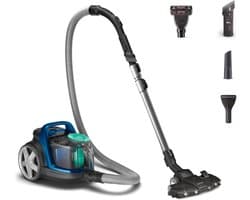 Philips Stofzuiger zonder Zak FC9557/09 - Mondstuk met LED Verlichting - Alle Vloertypen - Sterke Zuigkracht - Met HEPA 13 Allergiefilter - 3 Extra Mondstukken - Blauw