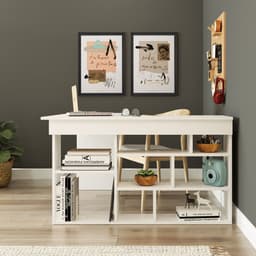Vente-unique Hoekbureau met opbergruimte - Kleur: Wit - LILEUL — thumbnail 5