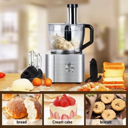 J-Mart 6 in 1 Keukenmachine - Blender - Bonen Slijper - Citruspers - Incl. Deeghaak/Deegmes/ 3 Snij- en Raspschijven - Grijs — thumbnail 4