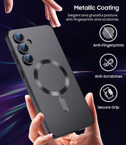 AziLine Magnetische Premium Zwart Hoes voor Galaxy S25 – Stijlvolle Bescherming met Ingebouwde MagSafe en Camera Lens Bescherming Geschikt voor Samsung Galaxy S25 — thumbnail 5