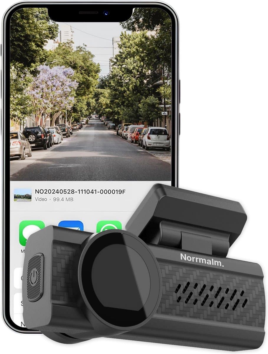 Norrmalm® Dashcam voor auto - 3K - GPS - Wifi - App (iOS, Android) - 64GB SD-Kart - G-sensor - Loop recording - Zwart — afbeelding 1