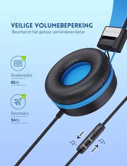 Intelectro Kinderheadset - Veilig, Comfortabel & Meeslepend Geluid voor Jonge Kinderen - Begrensd Volume - Verstelbare Pasvorm - Opvouwbaar Ontwerp - Lichtgewicht en Stijlvol - Blauw/Zwart - Levering Sneller dan Aangegeven! — thumbnail 2