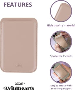 xoxo Wildhearts Wallet geschikt voor MagSafe Apple iPhone 12 / 13 / 14 / 15 / 16 / Mini / Pro / Pro Max / Plus - Card Holder - Pasjeshouder - Magnetische kaarthouder - Portemonnee - Leer - Roze - Lichtroze — thumbnail 4