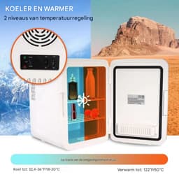 Minibar Koelkast - Voor Koelen en Verwarmen - Compact Wit Design - 9V/220V — thumbnail 4