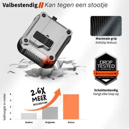 Case geschikt voor Apple AirPods 4 Hoesje - Waterdicht - 100% Shockproof Case - Vergrendelknop - Wit — thumbnail 2