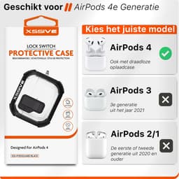 Schokbestendig Hoesje - Geschikt voor Apple AirPods 4 - Hardcase Met Sleutelhanger - Transparant & Wit — thumbnail 4