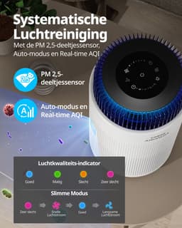 Coway Airmega 100 Luchtreiniger - Air Purifier - 244 m³/u - HEPA filter + koolstoffilter - Verwijdert tot 99,97% van fijne en ultrafijne deeltjes - Tegen stof, pollen en allergenen - Fluisterstil (20 dB) - ECARF gecertificeerd — thumbnail 2