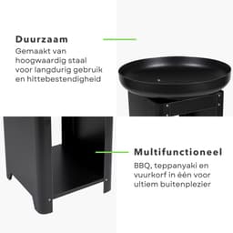 Cheqo® BBQ Vuurkorf - Teppanyaki Grillplaat - Buiten Koken - Stijlvol Design - Barbecue - Vuurkorf - Inclusief EBOOK — thumbnail 3