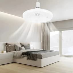 Livano Plafondventilator - Met Verlichting - Plafond Ventilator - Met Lamp - Plafonniere Met Ventilator - (Met Licht) - Wit - 25cm — thumbnail 3
