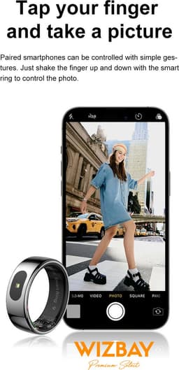 WizBay Premium Select® Smart Ring Zilver - Hartslag, Slaap, Zuurstof - Multi Sport Modi - Oplaadcase - Maat 8 — thumbnail 5