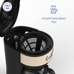 Westinghouse Retro Filter-koffiezetapparaat – Filterkoffie – Herbruikbaar Filter – 1,25L – 10 Koppen – 1000W – Beige — thumbnail 4