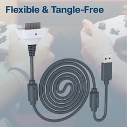 Oplaadkabel voor Xbox 360 / 360 Slim Draadloze Controller van MMOBIEL – 1,8m USB-Acculader – Snellaadkabel Snoer USB-A Oplader – Vervangende Kabel voor Draadloze Controller - Wit — thumbnail 3