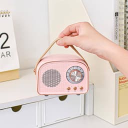 Retro Vintage Radio Bluetooth Speaker - Draadloze Stereo Speaker met FM Radio - Vintage Design - Bluetooth 5.0 Draadloze Speaker voor Kristalhelder Geluid - Perfect voor Thuis & Buiten - Roze — thumbnail 4