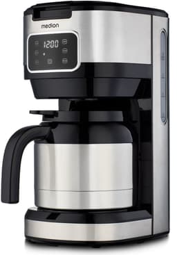 MEDION koffiezetapparaat met thermoskan en timer (filterapparaat, 10 kopjes, 1,25 liter, 900 watt, timer, antilekfunctie, display, MD11019) roestvrij staal — thumbnail 1
