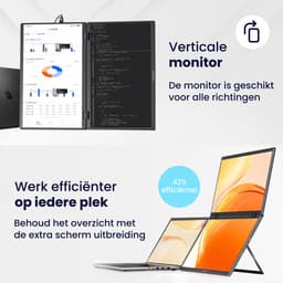 HoriVue Portable Monitor Pro 15.6 Inch - Full HD 60Hz - Extra Scherm Laptop - Draagbare Monitor - Laptop Scherm Uitbreider - Inclusief Kabels - Zwart — thumbnail 4
