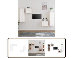 vidaXL Tv-meubelset wit massief grenenhout Televisie Meubel - Houtsoort - Tv Stand - Grenoble Hout - Wit