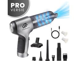 HomeShift® Auto Stofzuiger Draadloos V2 PRO - Kruimelzuiger - Handstofzuiger - Kleine Stofzuiger - Draadloze stofzuiger - Air Duster - Nat & Droog - Metallic